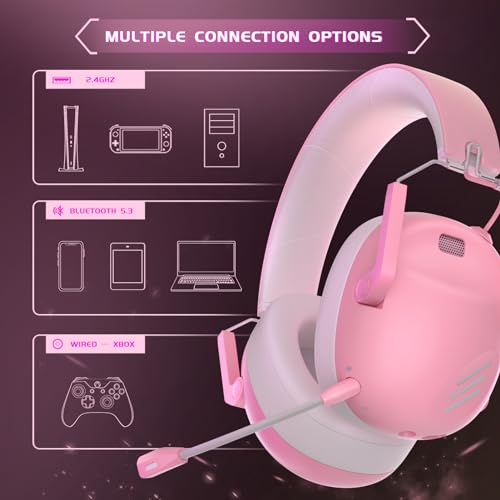 Wireless Gaming Headset with Noise Canceling Mic for PS5, PS4, PC, Switch - Black P129