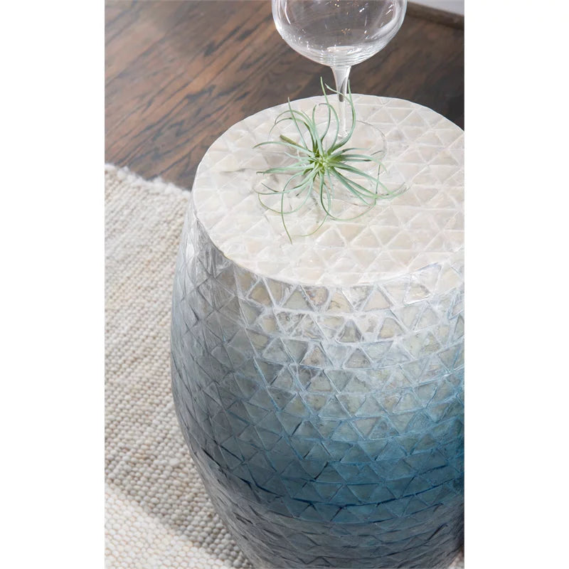 Riverbay Furniture Ombre Capiz Mosaic Drum Table Blue T110
