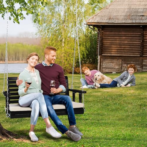 VINGLI Heavy Duty 880 LBS Patio Wooden Porch Swing with Extra Cushion, 5 FT Y211