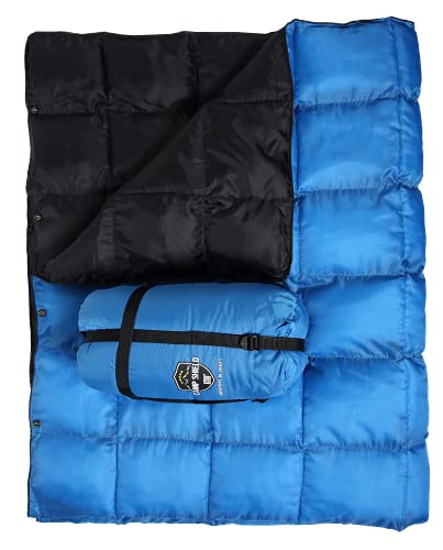 USGI Industries Camp-Shield Adventure Blanket | Added Padding, Water Resistant, Lightweight and Warm | Perfect for Traveling, Festivals, Camping or Survival | includes Compression Sack (Arctic Blue)