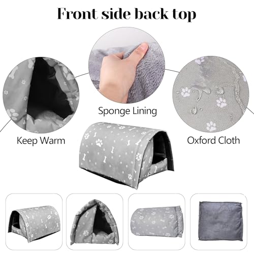 Fhiny Stray Cats Shelter Waterproof Outdoor Cat House Foldable Warm Pet Cave for Winter Black F12955