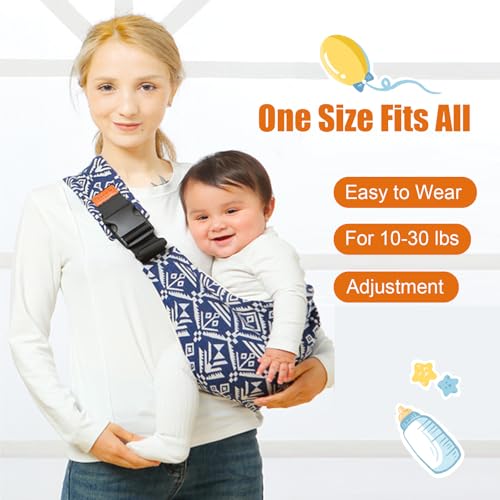 Baby Sling Carrier Newborn to Toddler, Non-Slip Hip Seat, Blue Sailboat E574