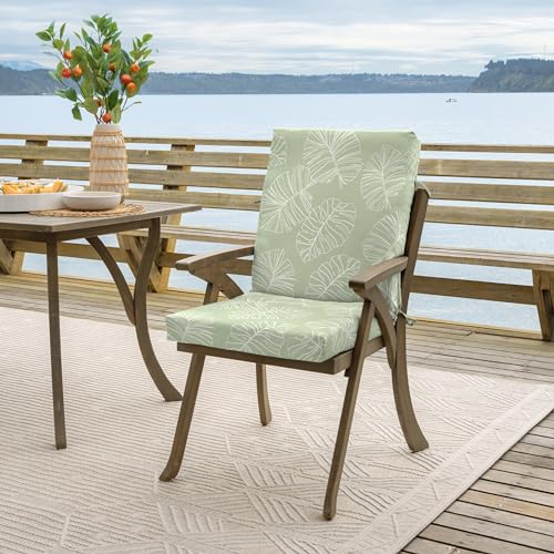 Arden Outdoor Dining Chair Cushion, 20 x 20, Rain-Proof, Peacock Blue Green Texture J4105
