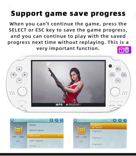 CZT Handheld Game Console 4.3 inch Double Joystick 8GB Retro Video Game Player (Black) S185938