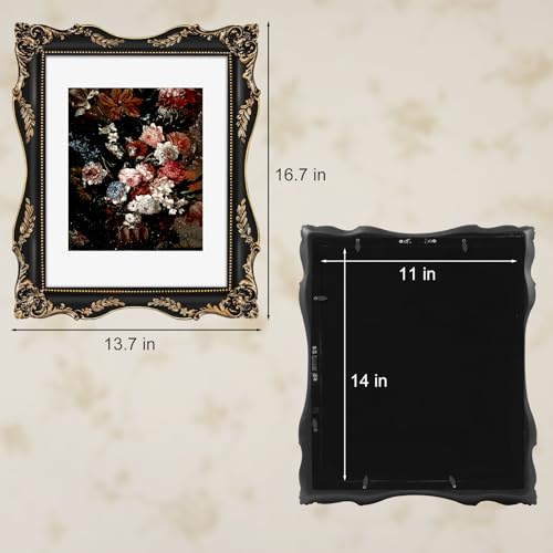 Black Vintage Picture Frame with Mat for 5x7 or 8x10 Photos E9622