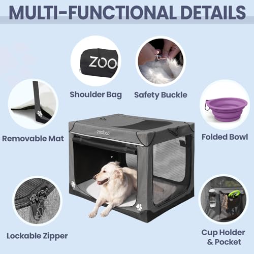 42" Portable Soft Dog Crate for Large Dogs with Carry Bag, Charcoal Gray M316