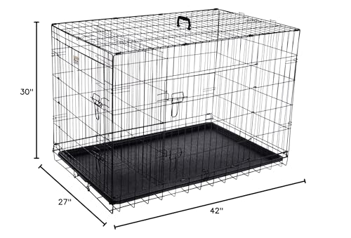 PETMAKER 42-Inch Dog Crate with Divider Panel for Large Dogs, Black M72747