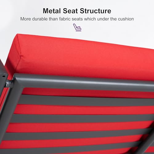 PURPLE LEAF Outdoor Patio Porch Swing with Adjustable Canopy, 3-Seat Bench, Grey W393