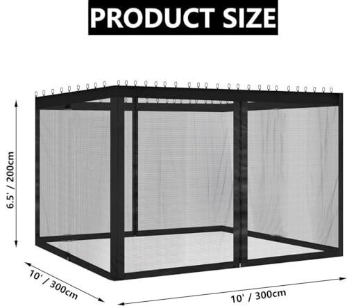 Mosquito Net for 10x10 Gazebo Canopy with Double Door, Black F675597