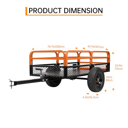 Heavy Duty Steel Dump Cart 1600 Lb Capacity Utility Garden Trailer X511