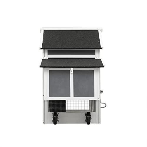 Movable Chicken Coop with Wheels for 4-6 Chickens, Outdoor Wooden Hen House with Run and Nesting Box I1743