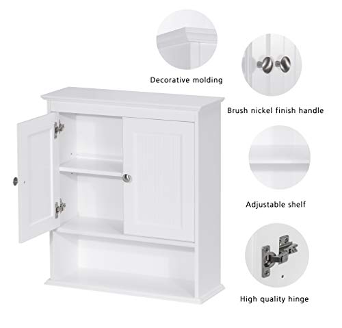 Spirich Bathroom Wall Cabinet with Doors, White A10165