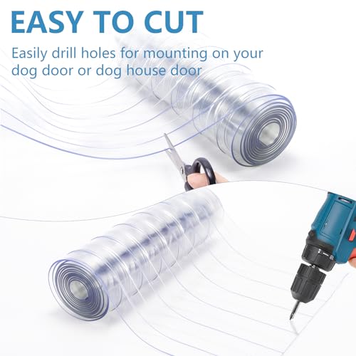 Dog Door Replacement Flaps, Plastic Vinyl, 11.8" W x 4.1' L, Clear I7733