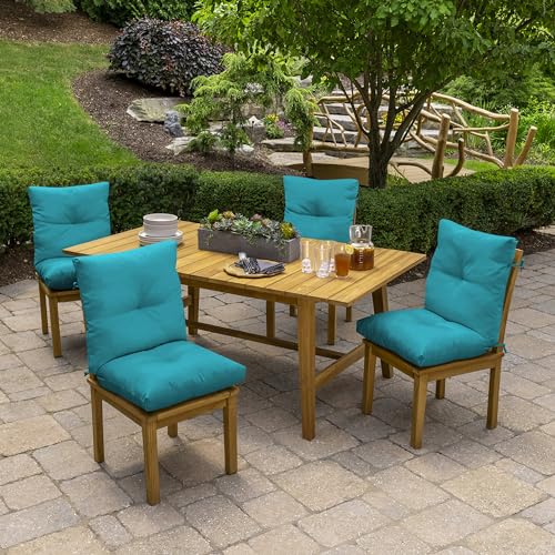 Arden Outdoor Plush Tufted Dining Chair Cushion, 21 x 40, Black Cabana Stripe I23003