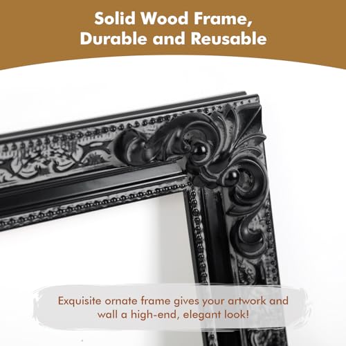 12x16 Wood Canvas Frame Gothic Ornate Black for Wall Art D3778