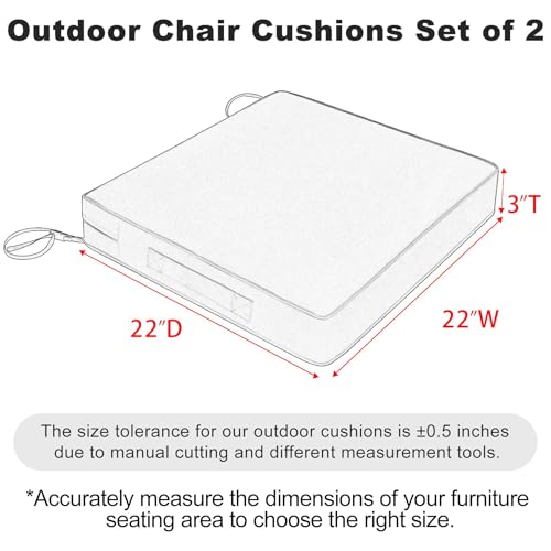 Favoyard Patio Chair Cushions 19 x 19 x 3 Inch Waterproof Outdoor Set of 2, Beige Q67095