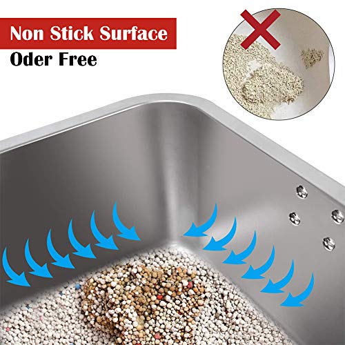 ULIGOTA Stainless Steel Cat Litter Box for Kitty and Rabbits, Easy to Clean J483832