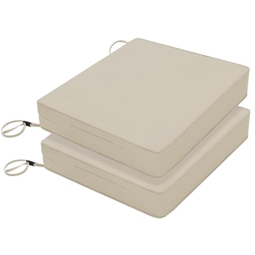 Favoyard Patio Chair Cushions 19 x 19 x 3 Inch Waterproof Outdoor Set of 2, Beige Q67095