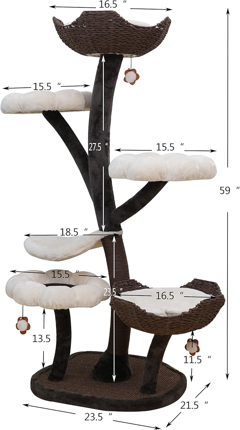 Catry Cat Tree Woodowoodo Cat Tower with Scratching Post and Hammock L2017