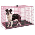 FDW Dog Crate Dog Cage Pet Crate for Large Dogs Folding Metal Pet Cage Double Door W/Divider Panel Indoor Outdoor Dog Kennel Leak-Proof Plastic Tray Wire Animal Cage (Black, 48 Inch)