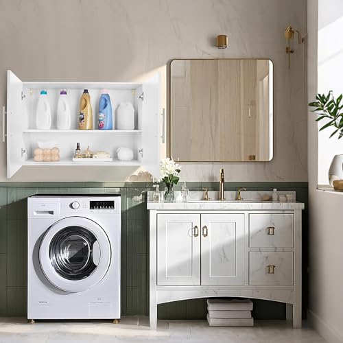 VEVOR 2-Tier Wall Mounted Laundry Cabinet with 2 Doors, White V508463