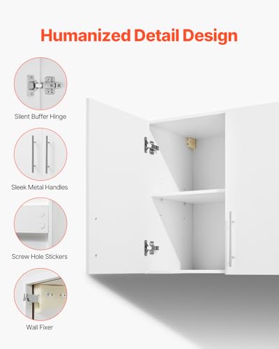 VEVOR 2-Tier Wall Mounted Laundry Cabinet with 2 Doors, White V508463