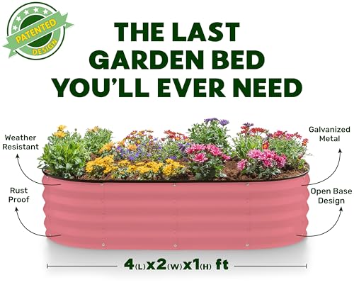Galvanized Raised Garden Bed 4×2×1 ft Metal Planter Box for Vegetables, Flowers M146044