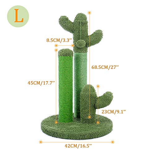 Cat Scratching Post Cactus Cat Scratcher with 3 Poles and Dangling Ball M83218