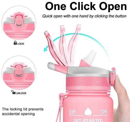 32oz Leakproof Motivational Sports Water Bottle with Straw & Time Marker N554027