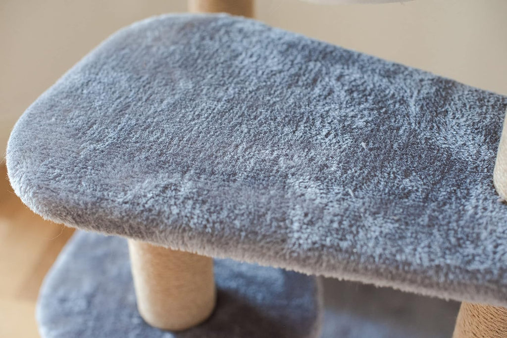 Catry Babylon Cat Tree with Cat Hammock, Scratching Post, 42" Sturdy Cat Furniture, Grey Beige P42273