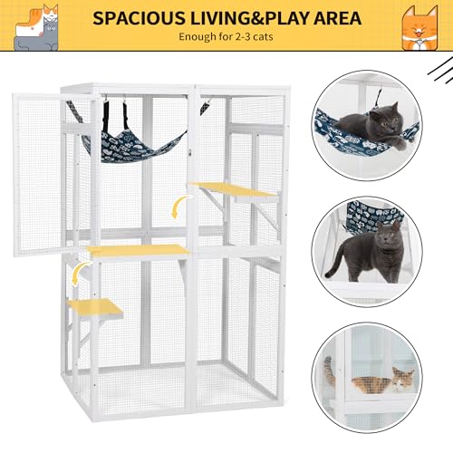 Wooden Catio Outdoor Cat Enclosure with Window Access (Black) D5959