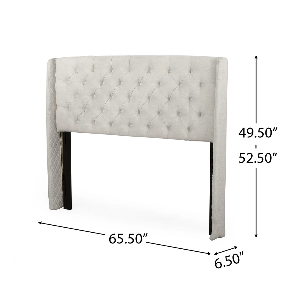 Noble House Ashley Wingback Tufted Beige Fabric Headboard T91776
