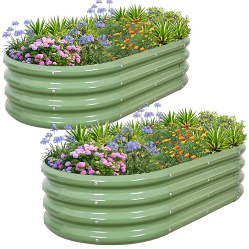 1MORE Galvanized Raised Garden Bed 4x2x1.4ft Metal Planter Box Outdoor D509