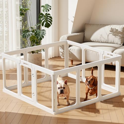 Clear Acrylic Dog Playpen 24" H Indoor Pet Fence for Puppy Small Dog Rabbit Cat R696