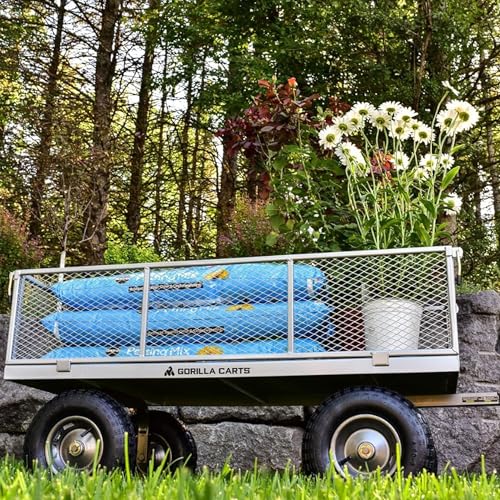 Gorilla Carts Steel Utility Wagon with Removable Side Panels, 1000 lb Capacity, Gray U674568