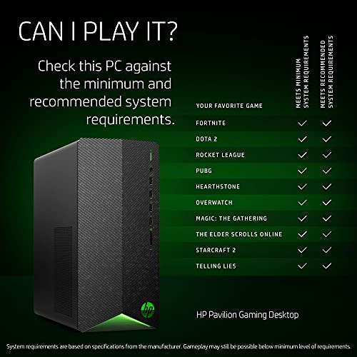 HP Pavilion Gaming Desktop PC Tower, AMD Ryzen 5 5600G, 16GB RAM, 1TB SSD, Windows 11 Home W28748
