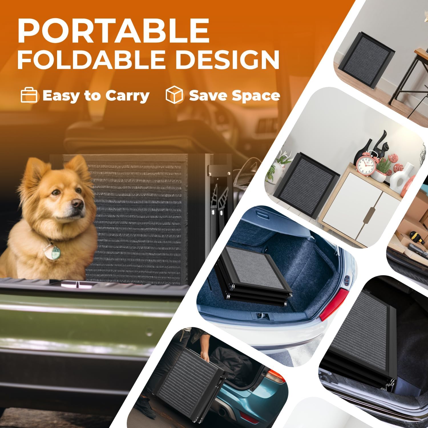 Foldable Dog Car Ramp for Large Dogs, 71" Non-Slip, Extra Wide Z6067