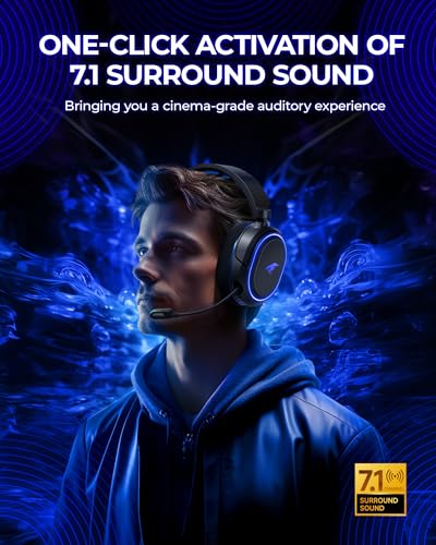 Wireless Gaming Headset 7.1 Surround Sound Bluetooth for PC PS5 PS4 Mac Switch G754169