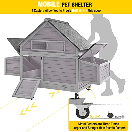 Aivituvin Portable Chicken Coop with Wheels, Outdoor Hen House with Nesting Box O828689