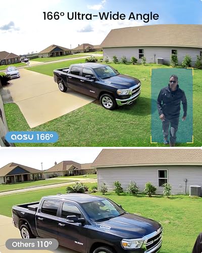 AOSU Security Cameras Wireless Outdoor 5MP 2-Camera Kit with 166° Wide Angle D296066