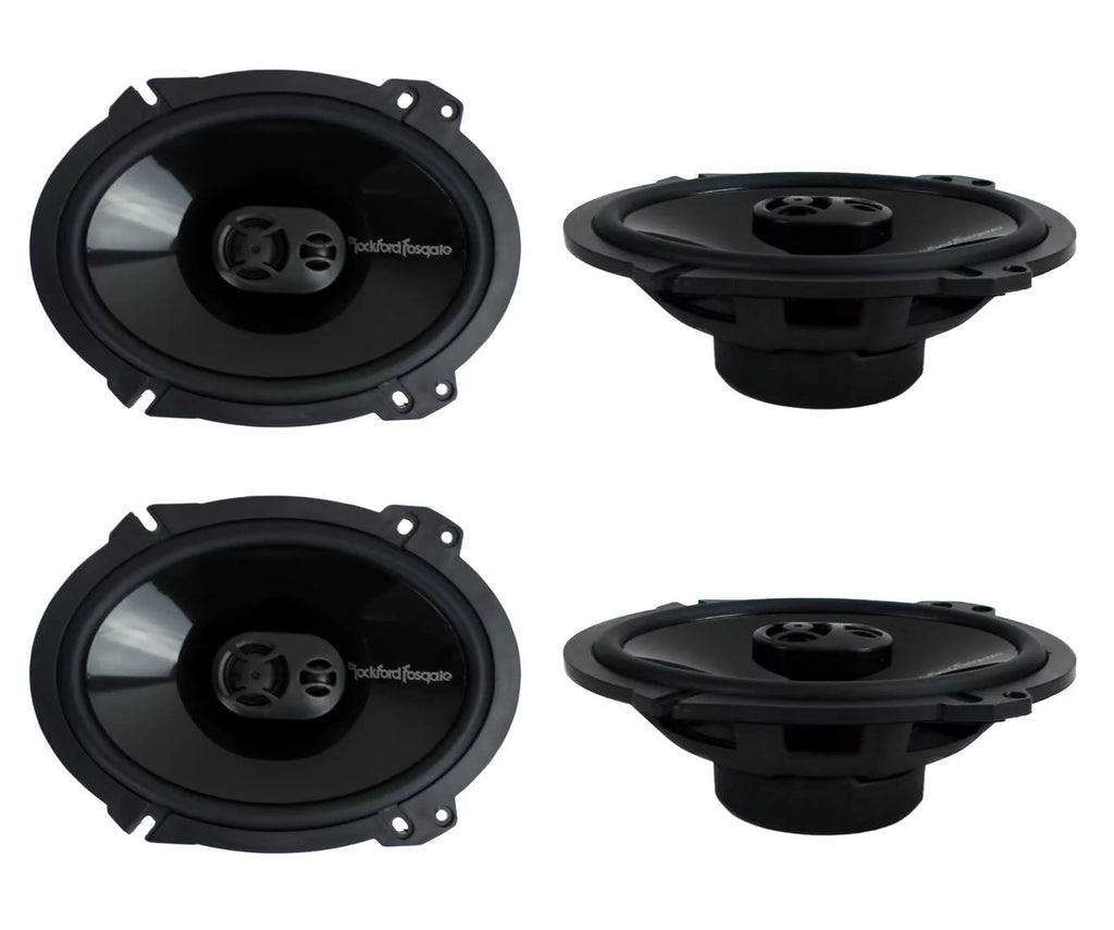 Rockford Fosgate P1683 6x8" 260W 4-Ohm 3-Way Car Coaxial Speakers Audio, 4 Pack