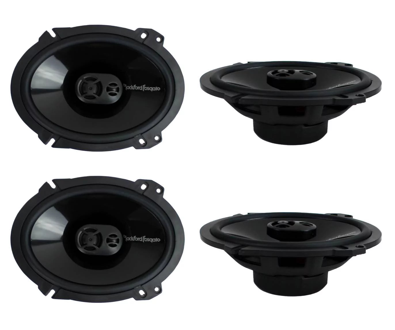 Rockford Fosgate P1683 6x8" 260W 4-Ohm 3-Way Car Coaxial Speakers Audio, 4 Pack
