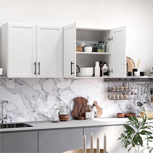 Wall Storage Cabinet with Two Shaker Doors and Shelf, Grey, 24"W, 2 Pcs N34755