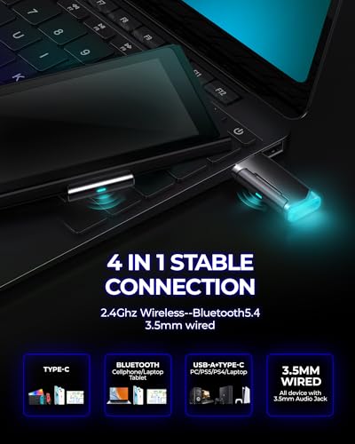 Wireless Gaming Headset 7.1 Surround Sound Bluetooth for PC PS5 PS4 Mac Switch G754169