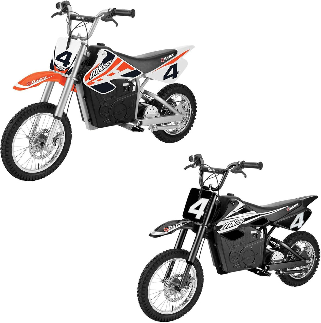 Razor MX650 Dirt Rocket Ride On High-Torque Electric Motocross Motorcycle Dirt Bike, Speeds up to 17 MPH, 1 Orange & 1 Black