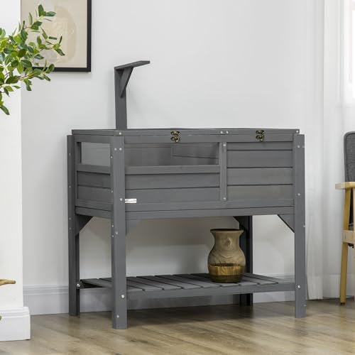 PawHut Tortoise Habitat with Shelf Storage, Weather Protection, Gray J8632