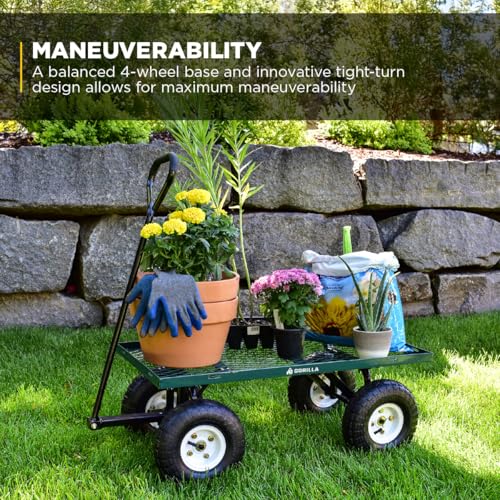 Gorilla Carts Steel Utility Wagon with Removable Side Panels, 1000 lb Capacity, Gray U674568