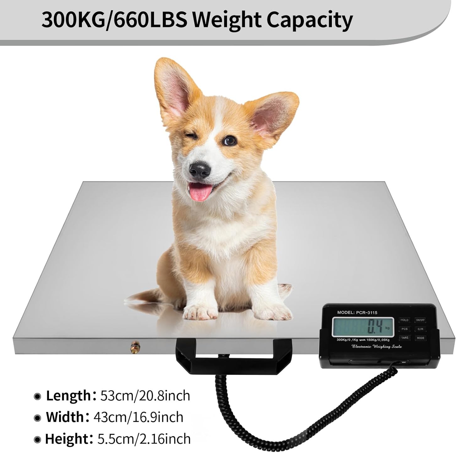 Digital Livestock Scale 660Lbs Stainless Steel Platform Veterinary Scale S3102
