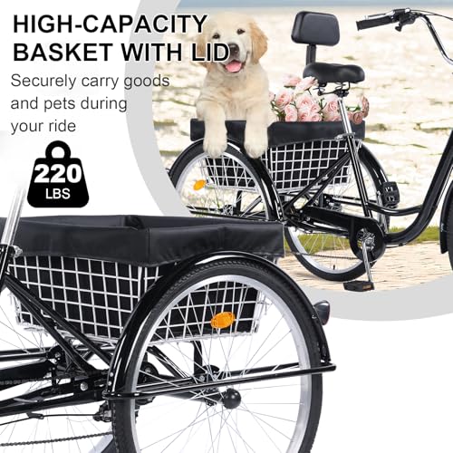 Adult 3-Wheel Tricycle 24/26-Inch 7-Speed with Basket D757