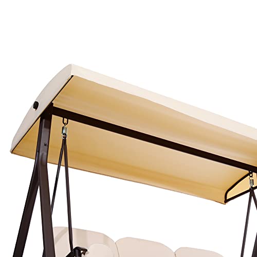 Outsunny 3-Seat Patio Swing Chair with Adjustable Canopy, Brown U4460